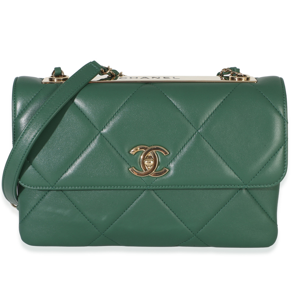 Chanel Green Quilted Lambskin Small Trendy Flap Bag